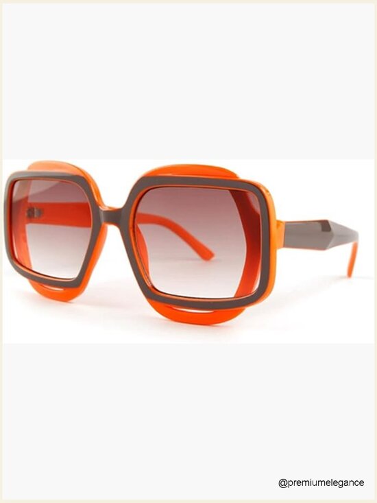 Oversized Square Sunglasses with Floral Pattern UV400 Protection main image 6